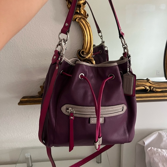 Coach Purple and Pink Leather Backpack - Picture 1 of 6